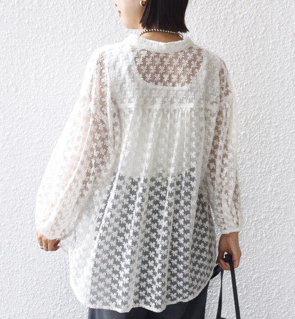 SHIPS for women「〈手洗い可能〉フラワー チュール 刺繍 シャツ」|シャツ・ブラウス|