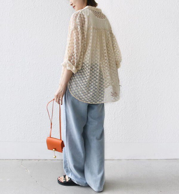 SHIPS for women「〈手洗い可能〉フラワー チュール 刺繍 シャツ」|シャツ・ブラウス|