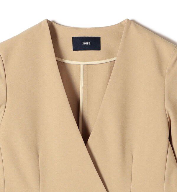 SHIPS for women「〈吸水速乾 / 防シワ加工 / 洗濯機可能〉スーティング ジャージー カラーレス ジャケット」|ノーカラージャケット|