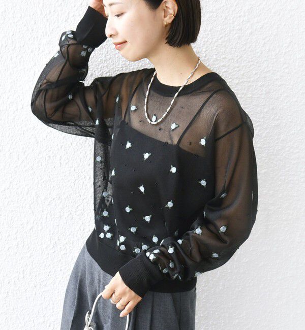 SHIPS for women「〈手洗い可能〉フラワー 刺繍 2WAY カーディガン」|カーディガン|