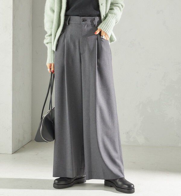 SHIPS for women「〈手洗い可能〉ソフィー ツイル ストレッチ ポケット デザイン パンツ」|スラックス|ダークグレー