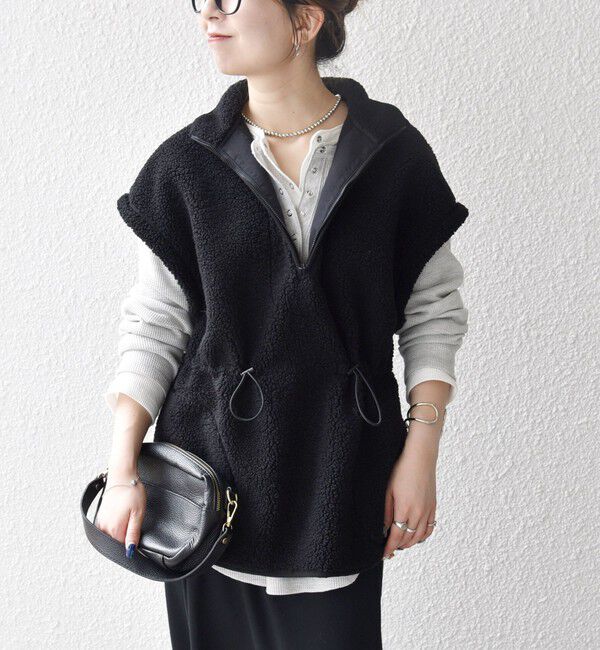 SHIPS any「SHIPS any:〈洗濯機可能〉ボア フリース スタンド ベスト」|ダウンベスト・ベスト|