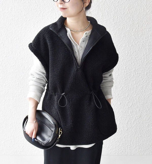 SHIPS any「SHIPS any:〈洗濯機可能〉ボア フリース スタンド ベスト」|ダウンベスト・ベスト|