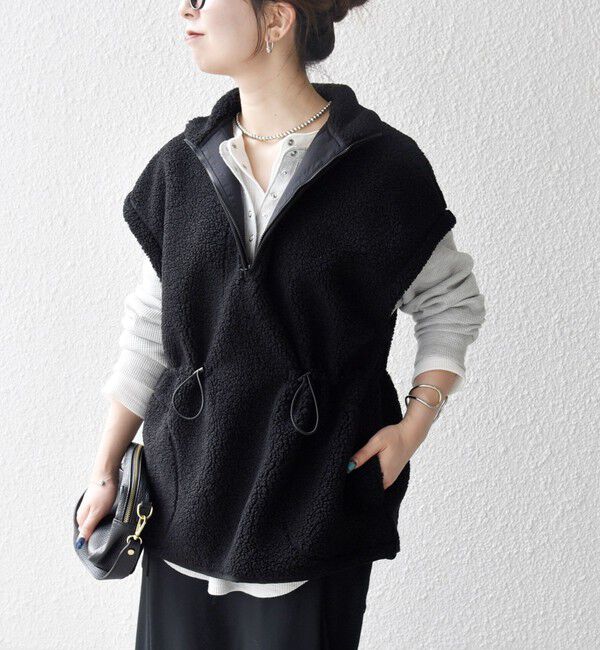 SHIPS any「SHIPS any:〈洗濯機可能〉ボア フリース スタンド ベスト」|ダウンベスト・ベスト|