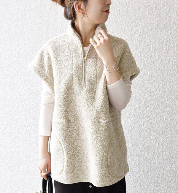 SHIPS any「SHIPS any:〈洗濯機可能〉ボア フリース スタンド ベスト」|ダウンベスト・ベスト|