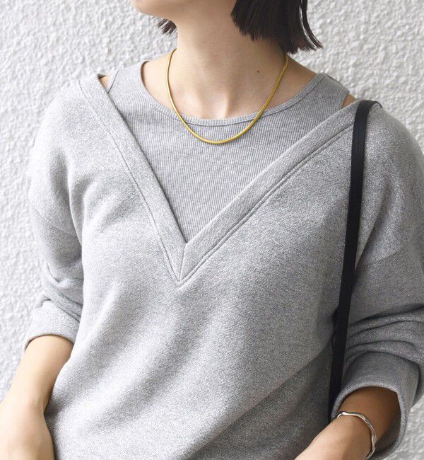 SHIPS for women「〈手洗い可能〉レイヤード デザイン ラメ メランジ 裏毛 プルオーバー」|スウェット・ジャージ|ライトグレー