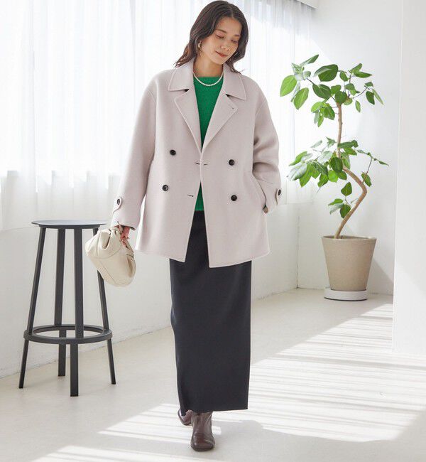 SHIPS for women「SUPER140 ダブル フェイス ショート コート」|ピーコート|