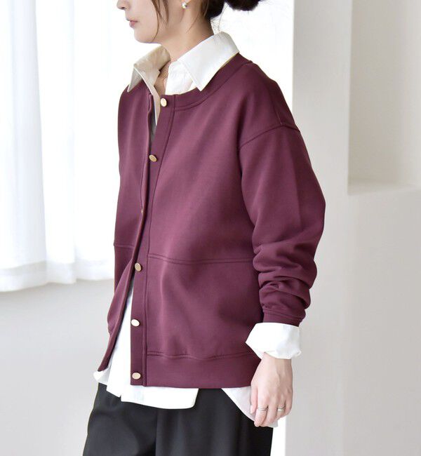 quaranciel「quaranciel:〈洗濯機可能〉スタッズ ロゴ ダンボール スウェット カーディガン」|スウェット・ジャージ|