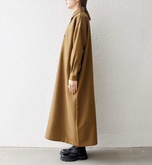 SHIPS any「SHIPS any:〈洗濯機可能〉サージ スキッパー シャツ ワンピース」|ワンピース|