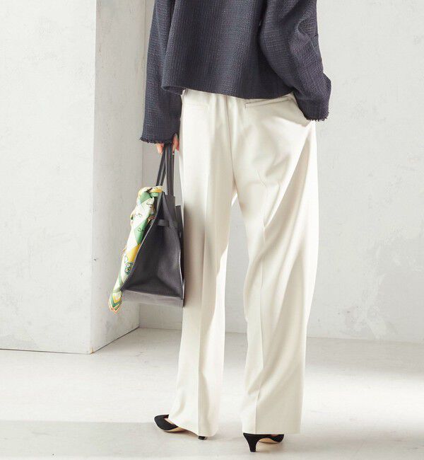 SHIPS for women「〈手洗い可能〉ダブル クロス セミ ワイド パンツ（セレモニー対応可）」|その他|