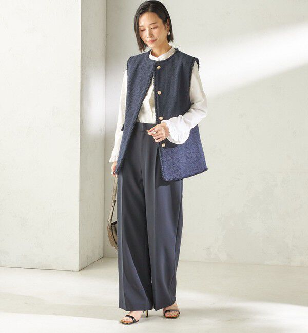 SHIPS for women「〈手洗い可能〉ダブル クロス セミ ワイド パンツ（セレモニー対応可）」|その他|