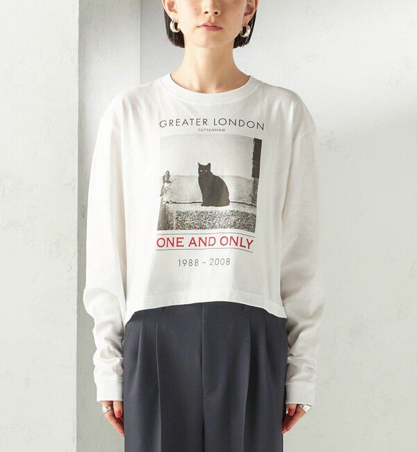 SHIPS for women「【SHIPS別注】Odub: フォト プリント クロップド ロングスリーブ TEE」|Tシャツ・カットソー|