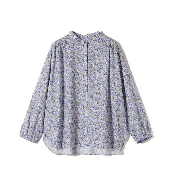 SHIPS for women「SHIPS Primary Navy Label:〈手洗い可能〉LIBERTY ギャザー ブラウス」|シャツ・ブラウス|ブルー