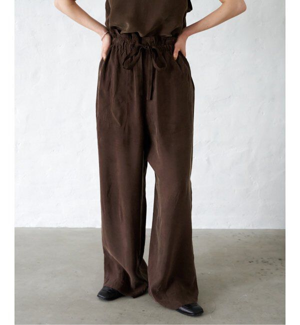 OUTDOOR PRODUCTS Usual Things「新色追加 キュプラステッチワークドロストワイドパンツ セットアップ対応」|スラックス|ブラウン