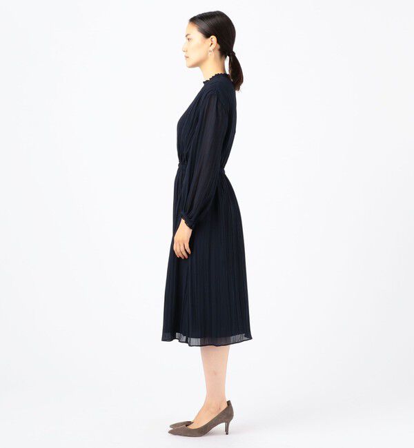 Ballsey「ランダムプリーツジョーゼット ウエストギャザーワンピース」|ワンピース|