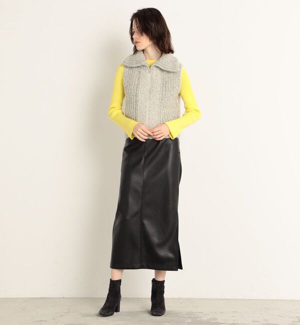 MACPHEE「レザーライクIラインロングスカート」|タイト|