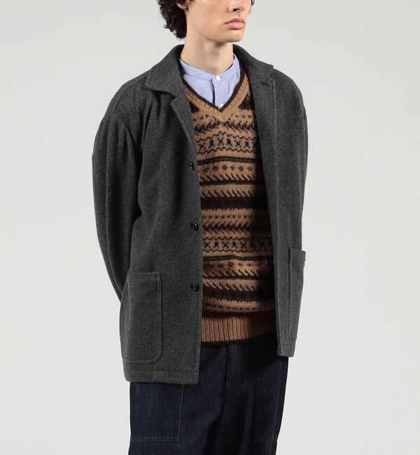 TOMORROWLAND MENS「Super160'sウールフリース カーディガンブルゾン」|ブルゾン・スタジャン|