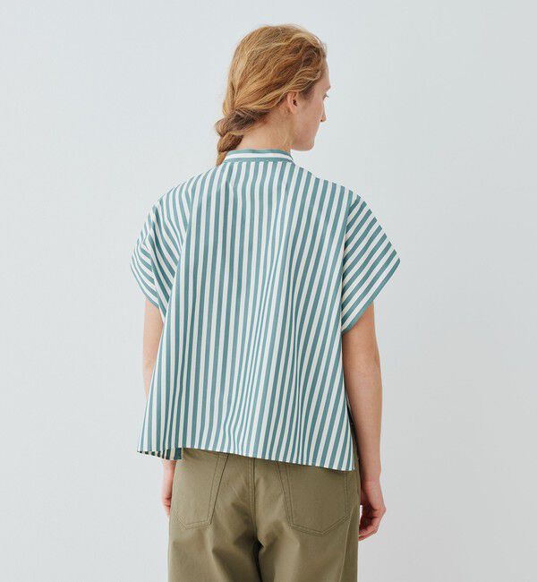 GALERIE VIE「スムースポプリンストライプ スタンドネックボックスシャツ」|シャツ・ブラウス|