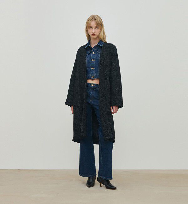 DES PRES「ノイジーインレーステッチ ロングコート」|ノーカラーコート|