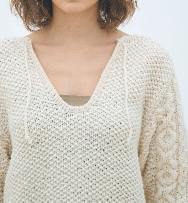 MACPHEE「ハンドニット キーネックプルオーバー」|ニット・セーター|