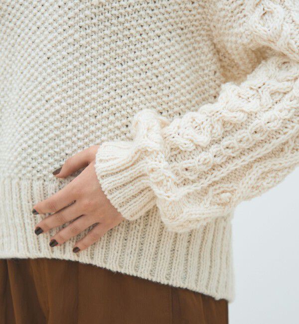 MACPHEE「ハンドニット キーネックプルオーバー」|ニット・セーター|