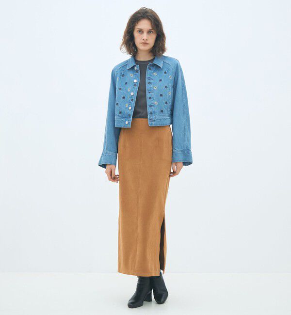 MACPHEE「ボタニカルエンブロイダリーデニム ショートジャケット」|デニムジャケット|