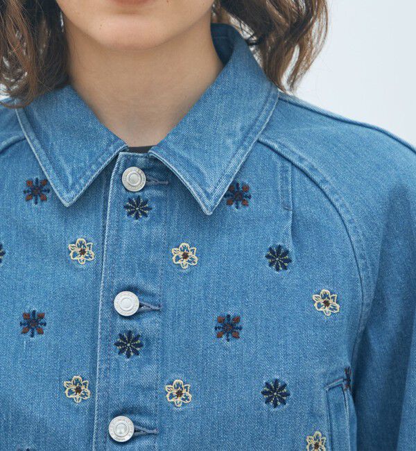 MACPHEE「ボタニカルエンブロイダリーデニム ショートジャケット」|デニムジャケット|