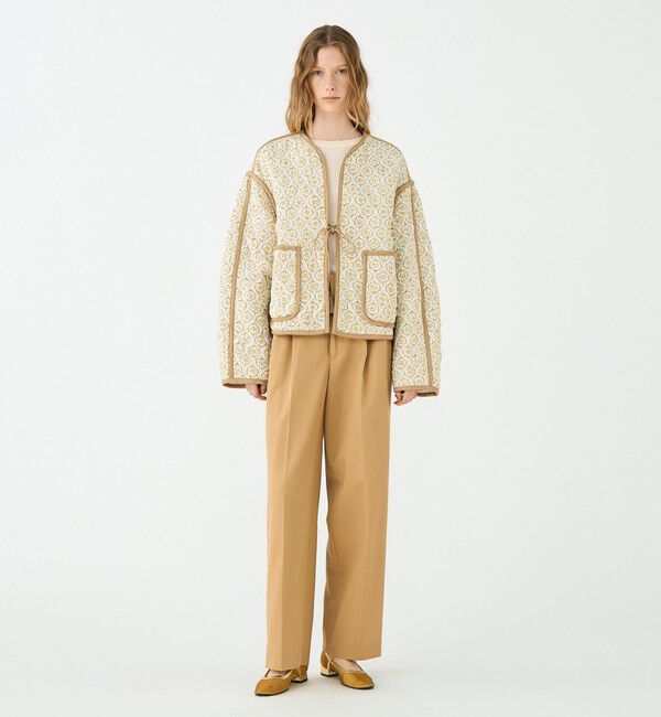 SOULEIADO「レーヨンサテンキルト リバーシブルジャケット」|ノーカラージャケット|