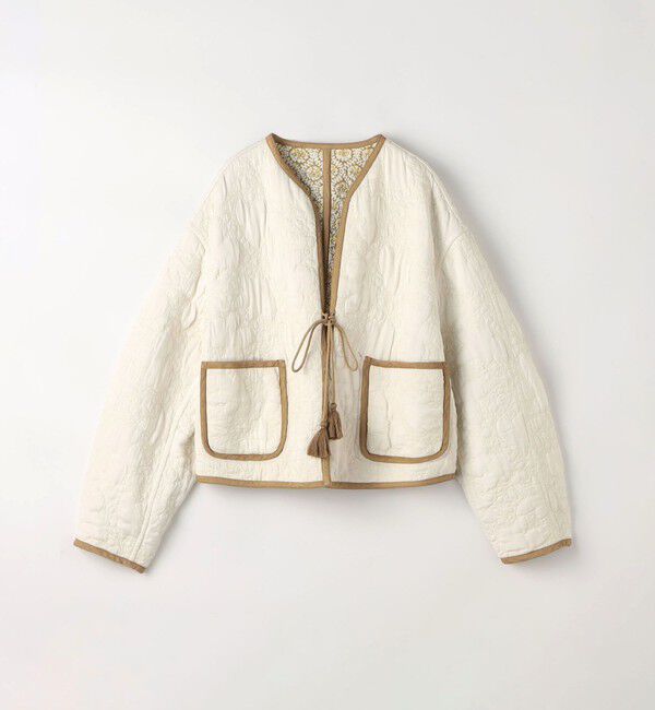 SOULEIADO「レーヨンサテンキルト リバーシブルジャケット」|ノーカラージャケット|