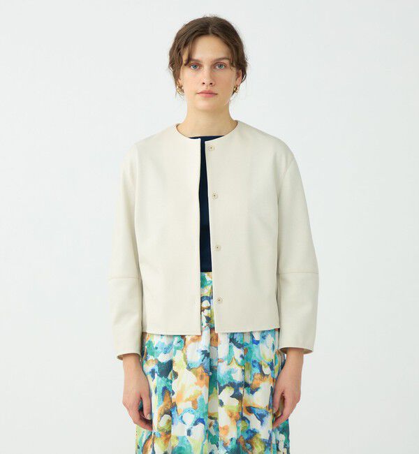 Ballsey「コットンアムンゼン バックペプラムジャケット」|ノーカラージャケット|