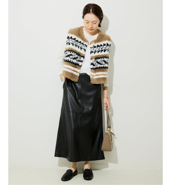 SLOBE IENA「フェイクレザーフレアスカート」|スカート|