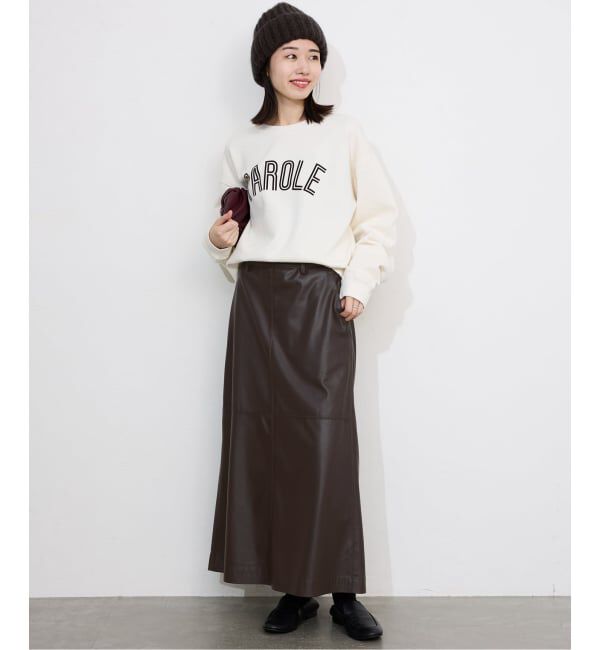 SLOBE IENA「フェイクレザーフレアスカート」|スカート|