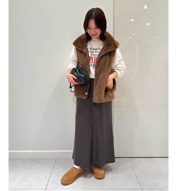 SLOBE IENA「フェイクレザーフレアスカート」|スカート|