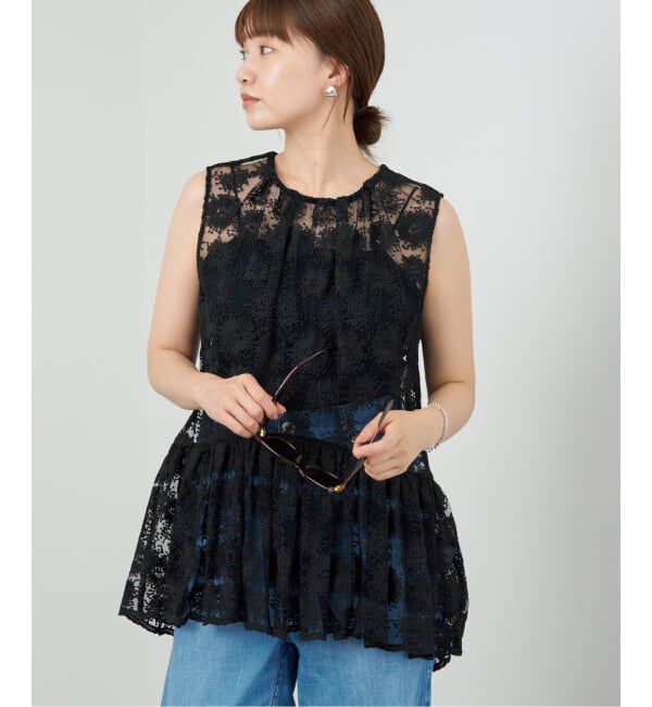 IENA「フラワーレース ペプラムブラウス」|シャツ・ブラウス|