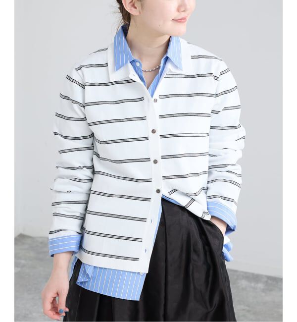 IENA「襟付きボーダーニット」|ニット・セーター|ホワイト