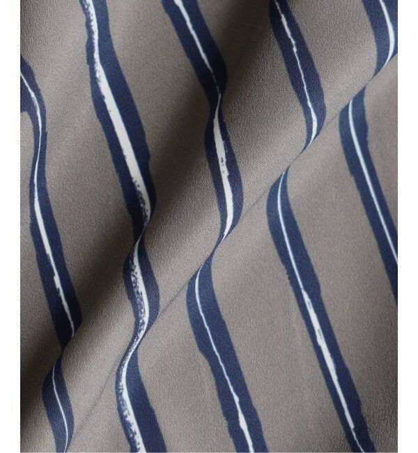 EDIFICE「ストライプ ドレーピー 8分袖 バンドカラープルオーバーシャツ」|シャツ・ブラウス|