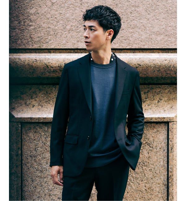 EDIFICE「SUPER 120&rsquo;s ウールサキソニー 2ボタン ジャケット【セットアップ着用可能】」|テーラードジャケット|ブラック