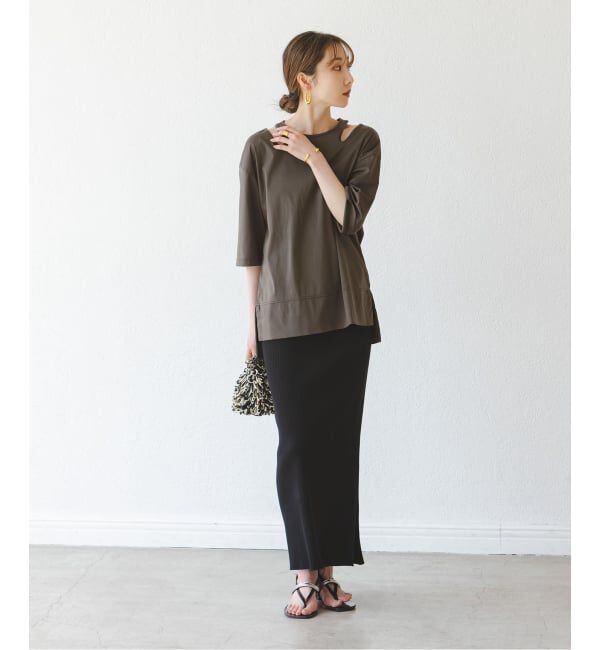 NOBLE「Room no.8/ルームエイト スムースコットンネックオープントップス」|Tシャツ・カットソー|