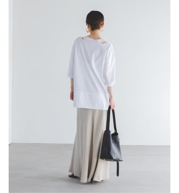 NOBLE「Room no.8/ルームエイト スムースコットンネックオープントップス」|Tシャツ・カットソー|