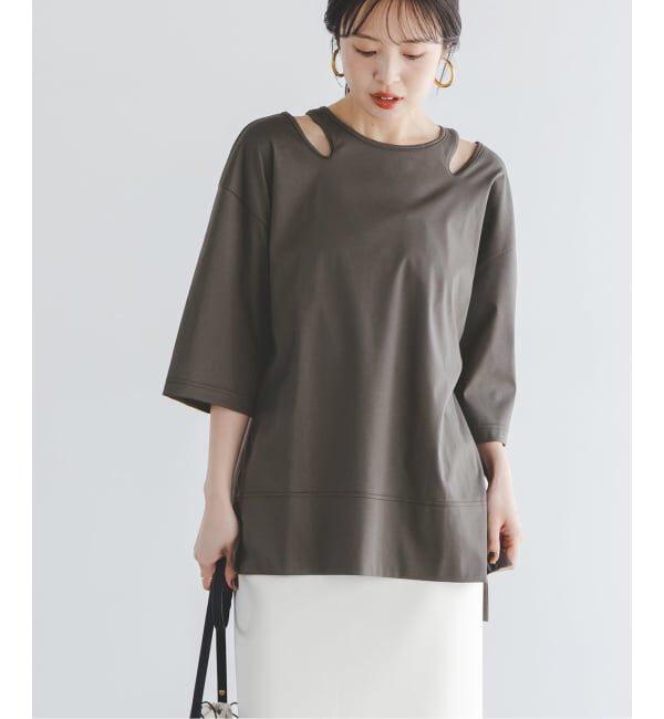 NOBLE「Room no.8/ルームエイト スムースコットンネックオープントップス」|Tシャツ・カットソー|