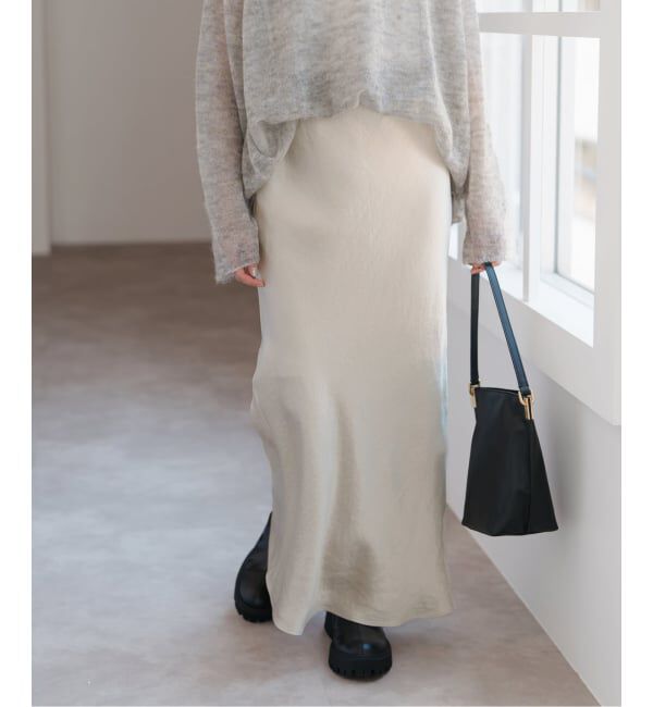 Spick and Span「《追加》サテンフレアスカート」|スカート|ナチュラル