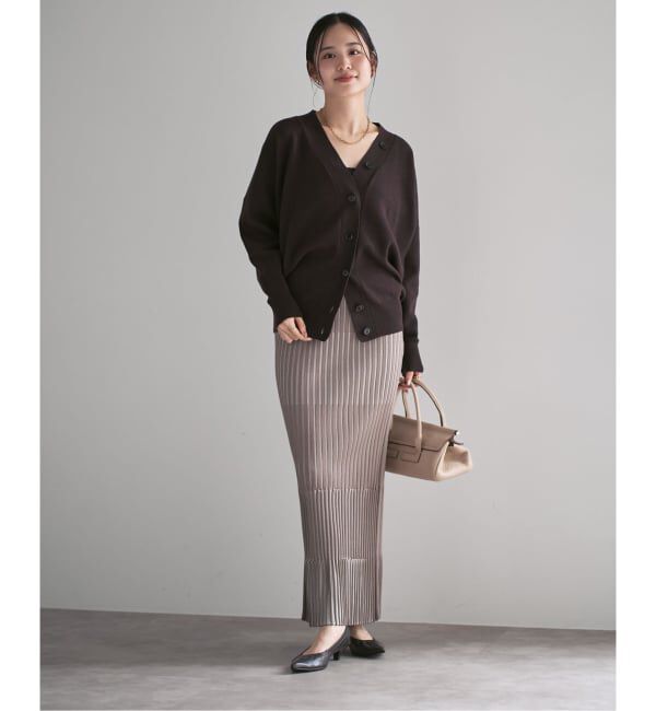 NOBLE「《追加》【洗える】ランダムバイカラーリブニットスカート」|スカート|