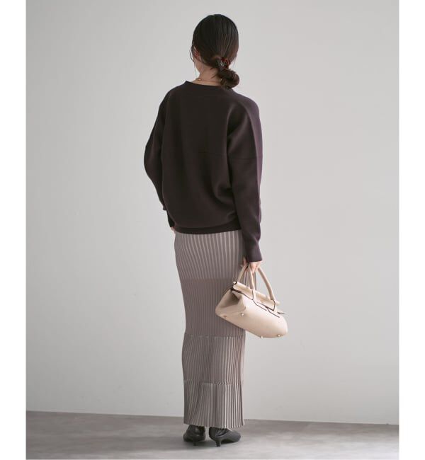 NOBLE「《追加》【洗える】ランダムバイカラーリブニットスカート」|スカート|