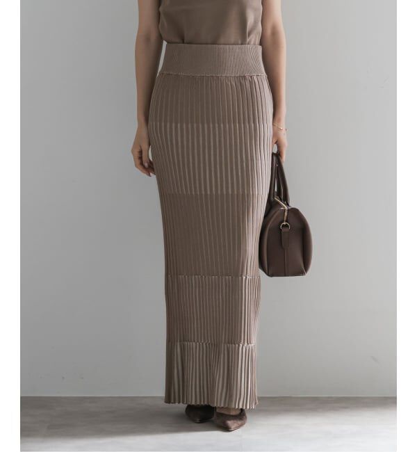 NOBLE「《追加》【洗える】ランダムバイカラーリブニットスカート」|スカート|