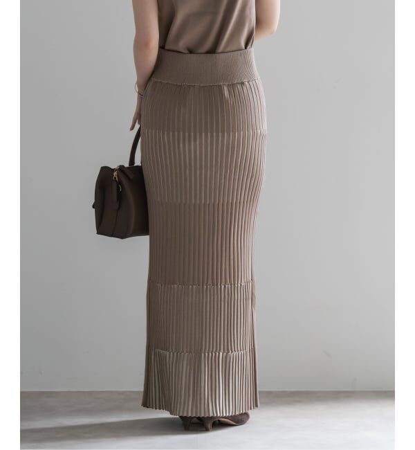 NOBLE「《追加》【洗える】ランダムバイカラーリブニットスカート」|スカート|