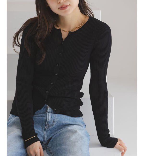 NOBLE「《追加予約》CO/SILK リブカーディガン」|カーディガン|ブラック