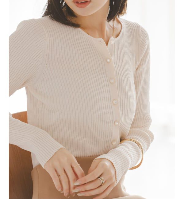 NOBLE「《追加予約》CO/SILK リブカーディガン」|カーディガン|