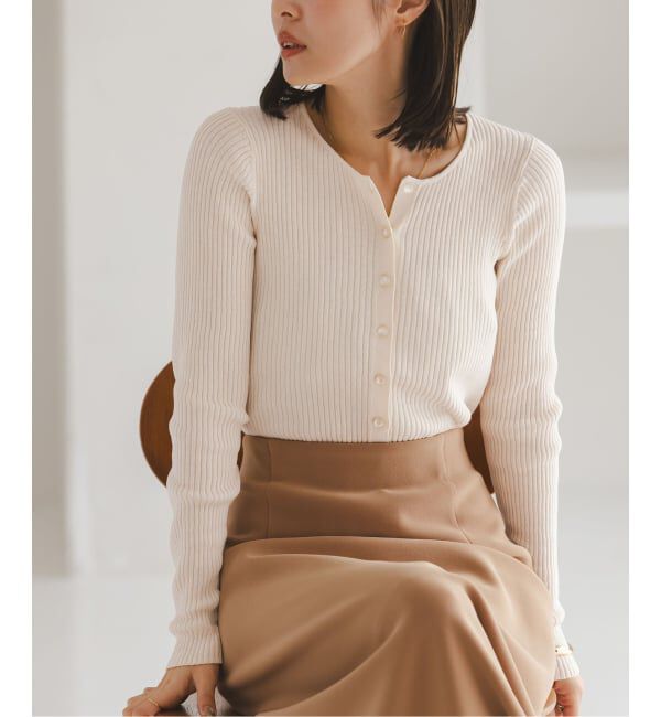 NOBLE「《追加予約》CO/SILK リブカーディガン」|カーディガン|