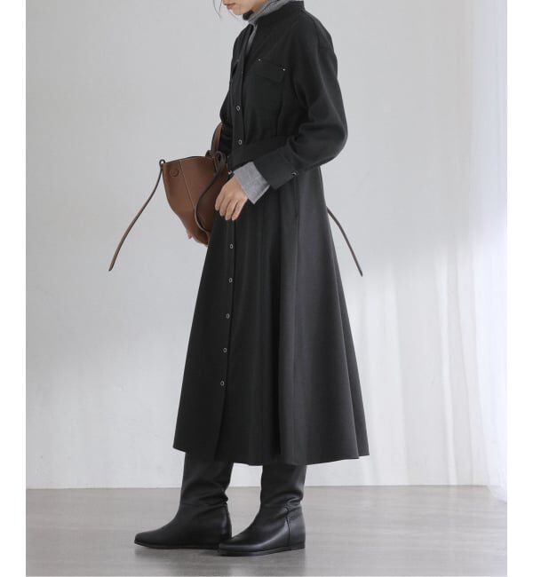  「【洗える】ツイルポケットシャツワンピース」|ワンピース|