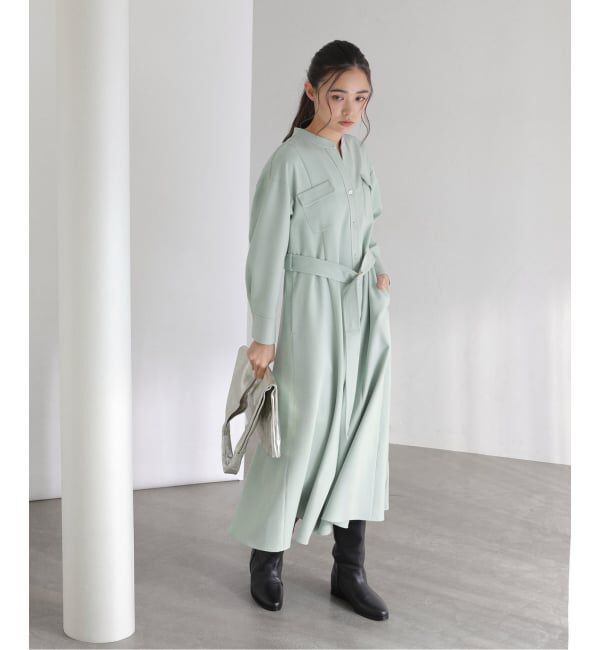  「【洗える】ツイルポケットシャツワンピース」|ワンピース|